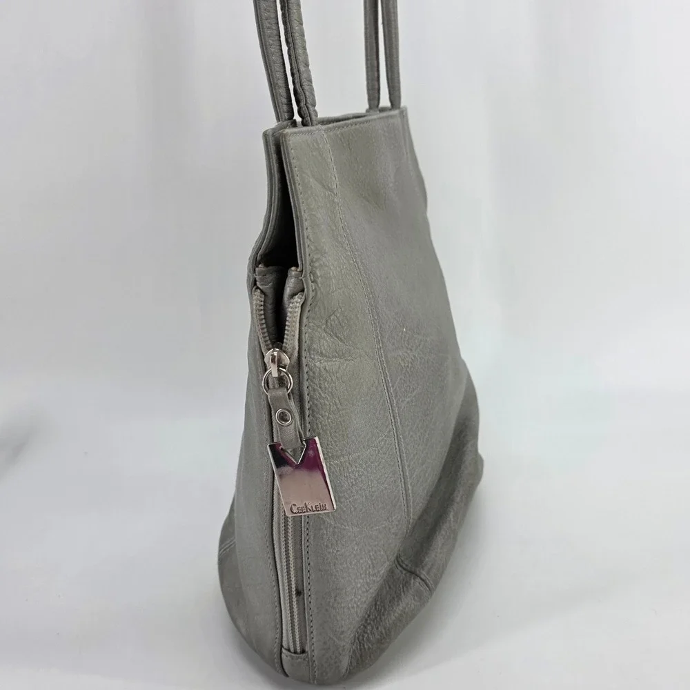 Vintage Cee Klein Shoulder‎ Bag Gray Silver Pebbled Y2K 90s Minimalist Neutral